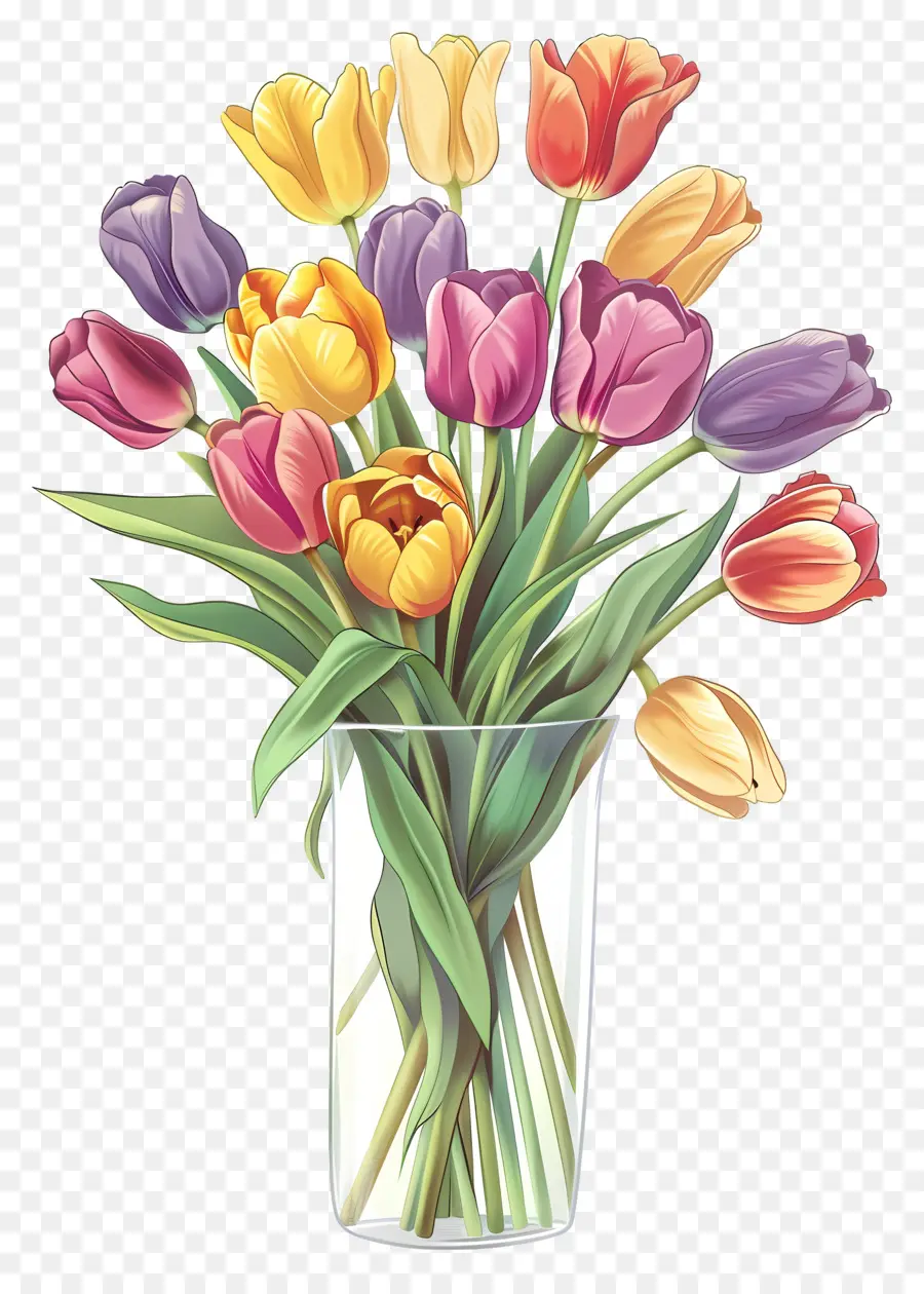 Tulipes Dans Un Vase，Tulipes Roses PNG