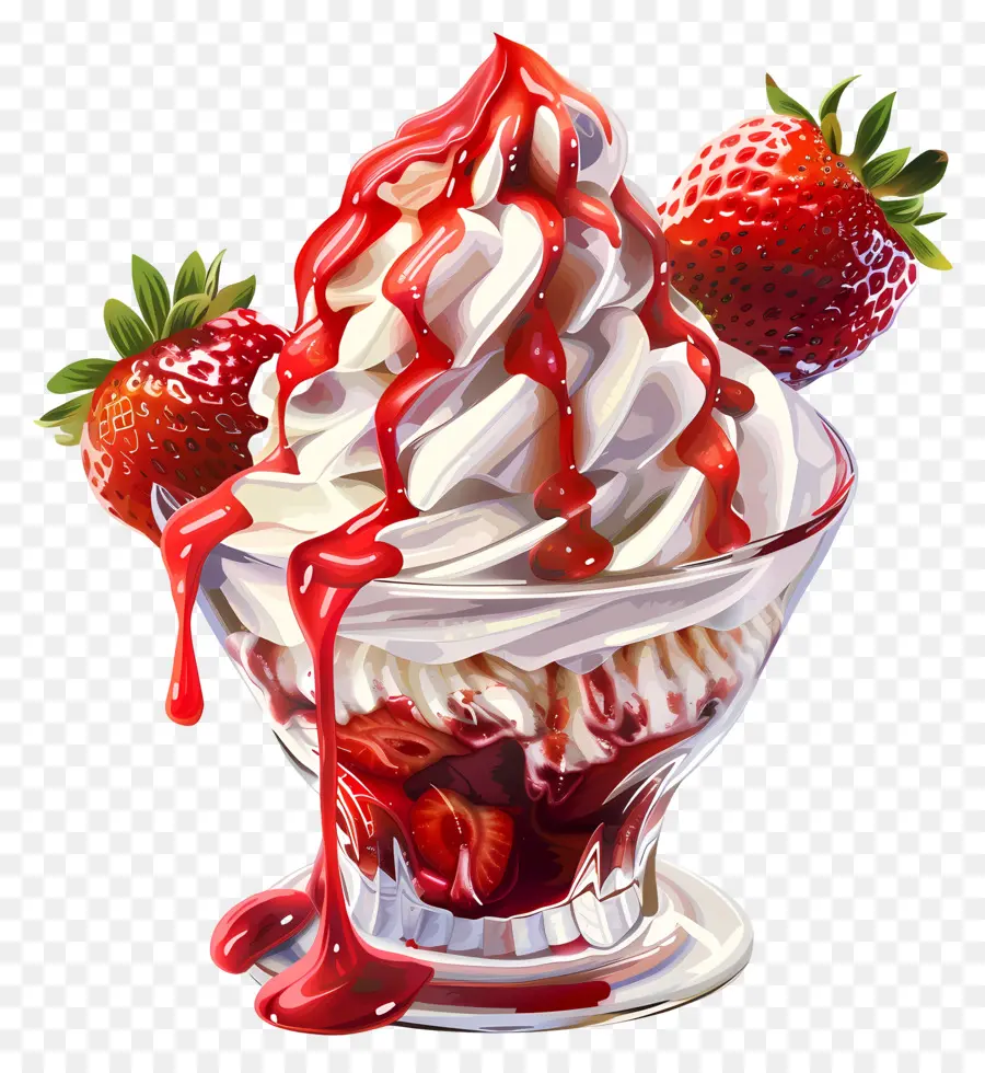 Sundae Aux Fraises，Fraise PNG