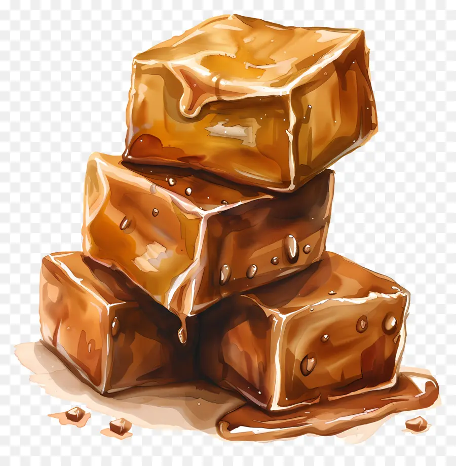 Caramel Au Caramel，Cubes De Caramel PNG