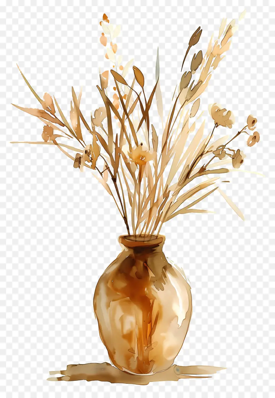 Bambou Dans Un Vase，Vase Avec Fleurs Séchées PNG