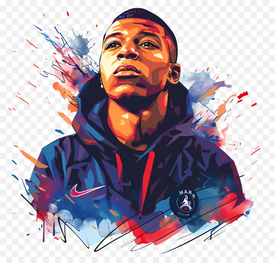 Kylian Mbappé，Portrait Peinture PNG