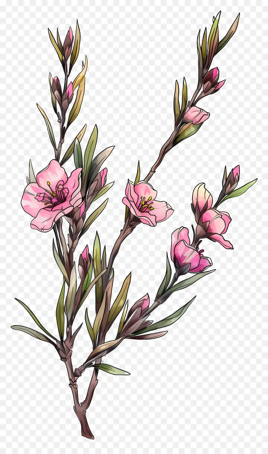 Fleurs Roses，Fleur Branche PNG