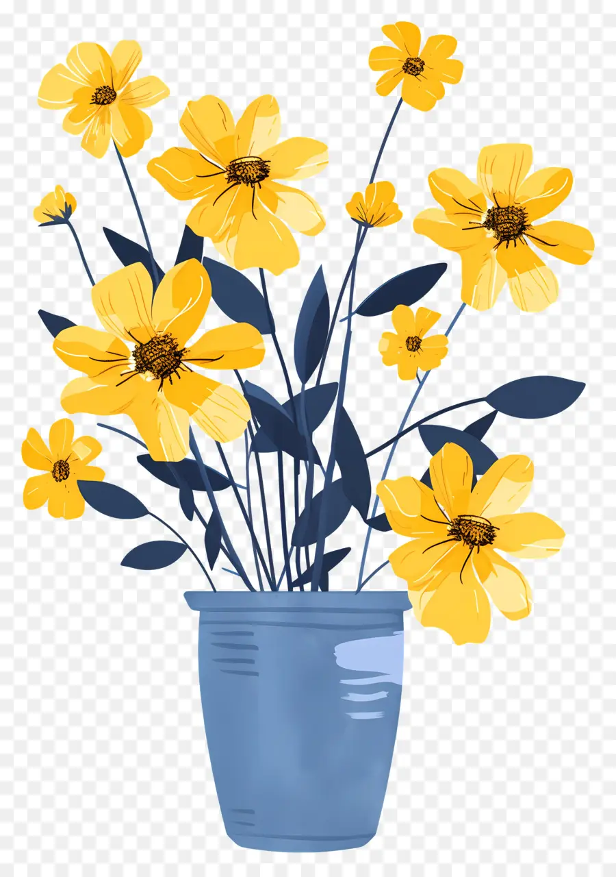 Fleurs Jaunes，Vase PNG