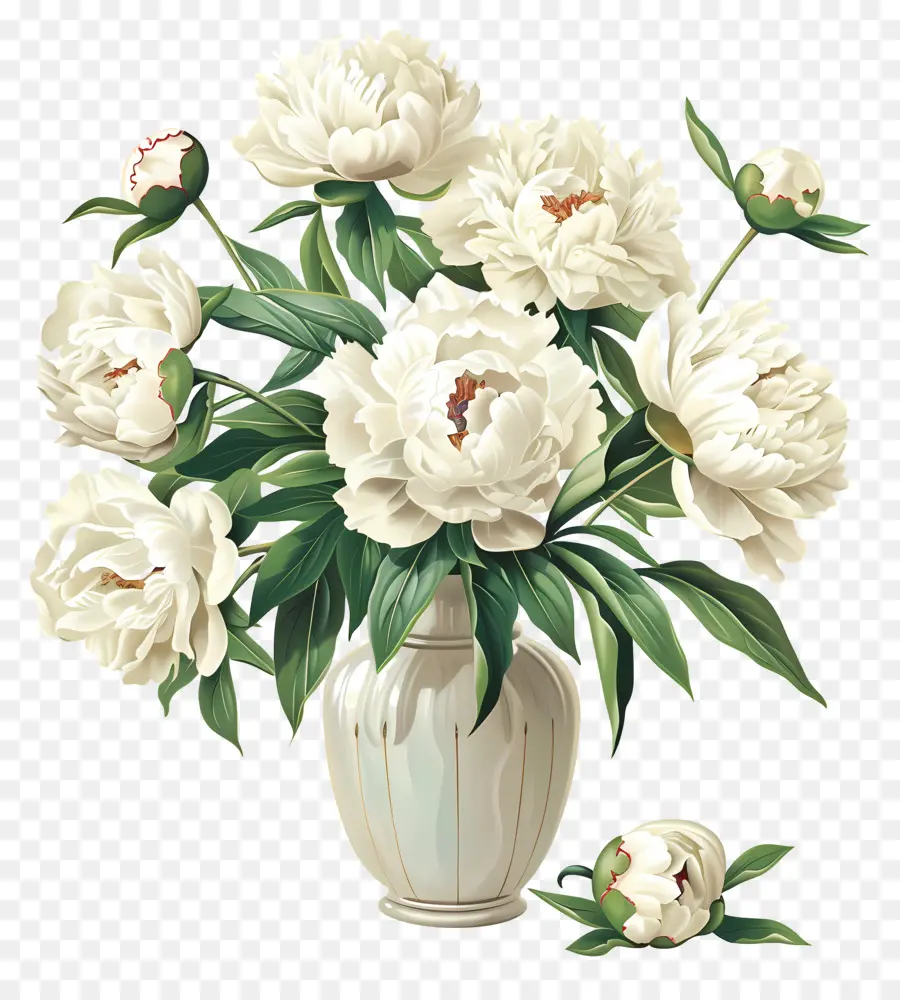 Blanc Pivoines，Arrangement De Fleurs PNG