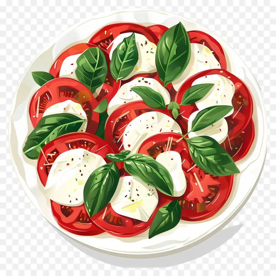 Salade Caprese，Mozzarella Au Basilic De Tomate PNG