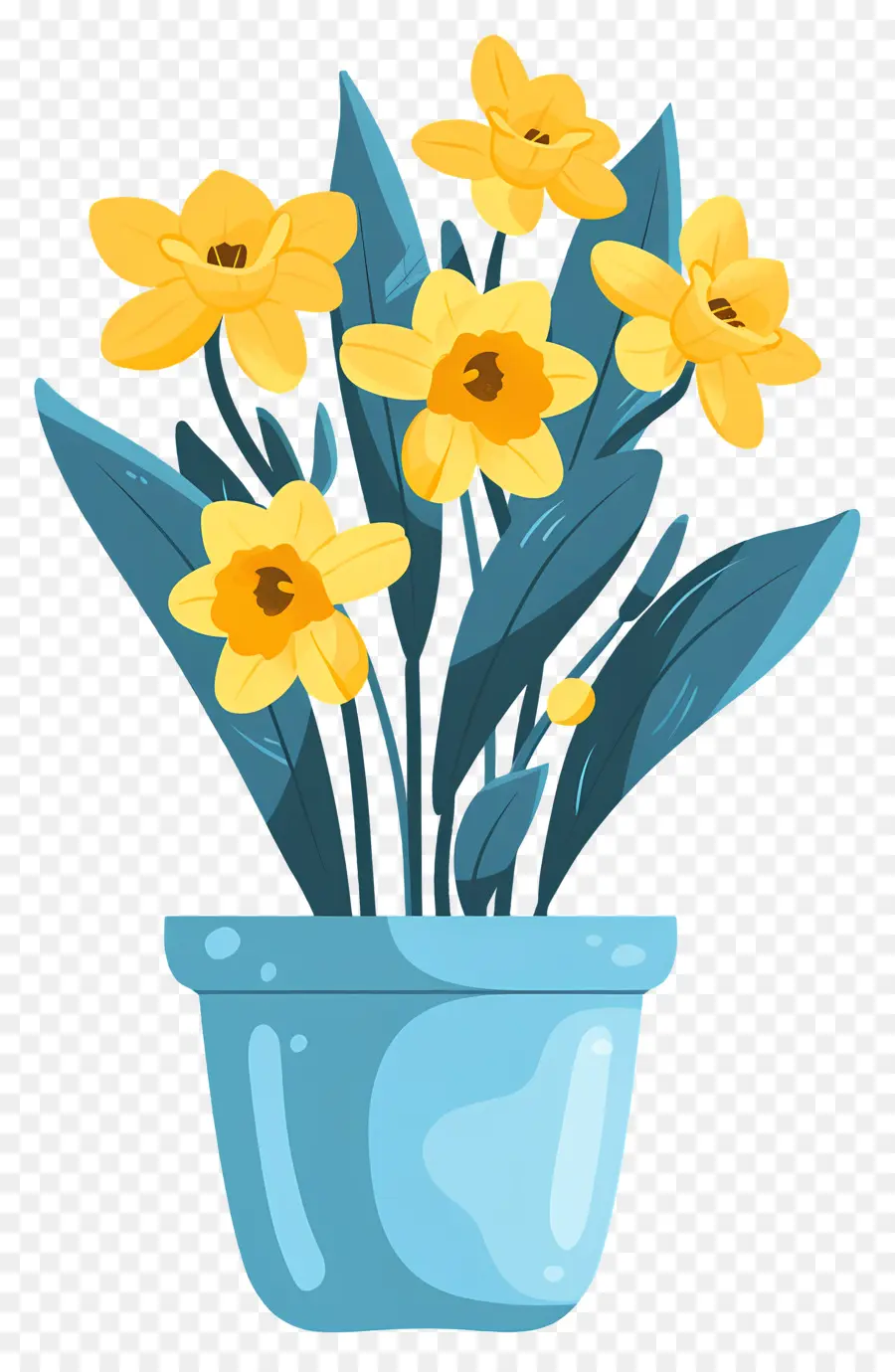 Fleurs Jaunes，Vase PNG