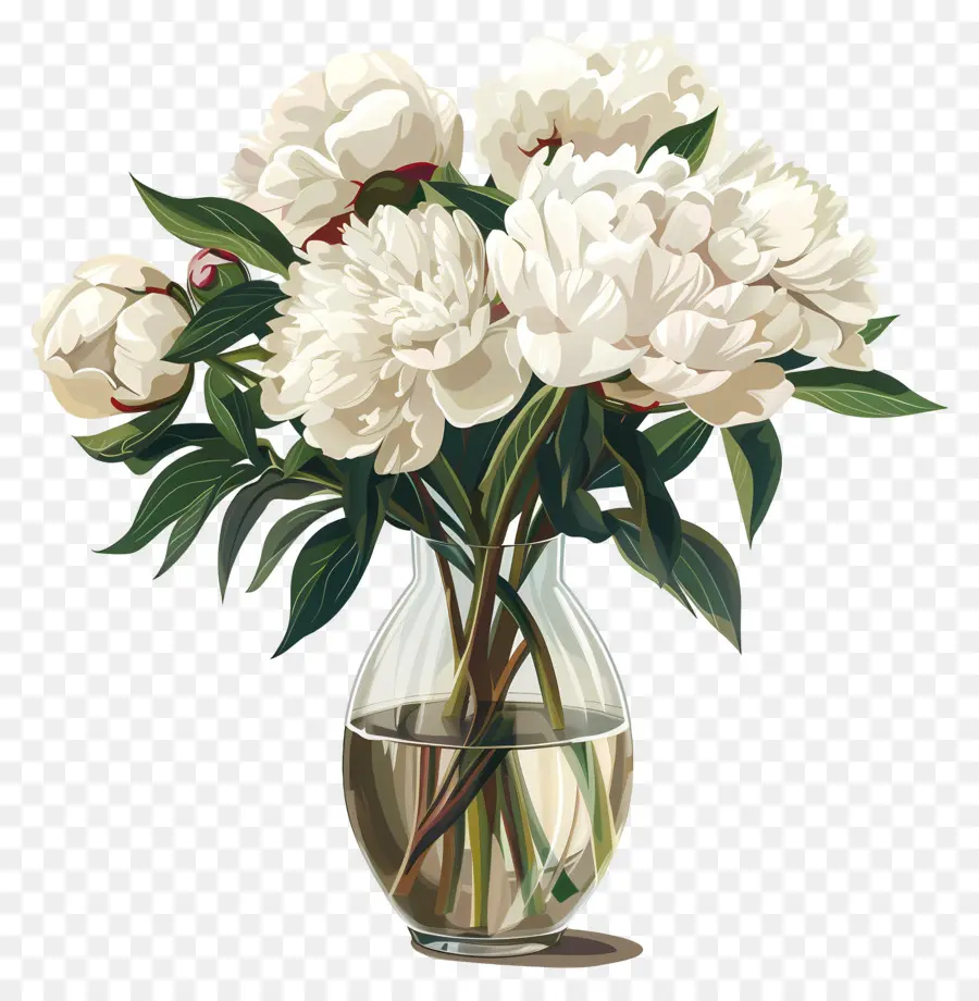 Blanc Pivoines，Vase PNG