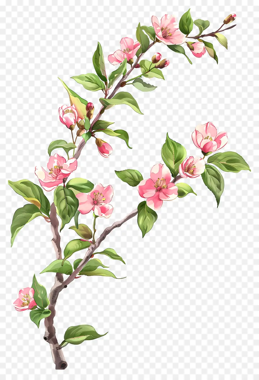 Fleurs Roses，Branche D'arbre PNG