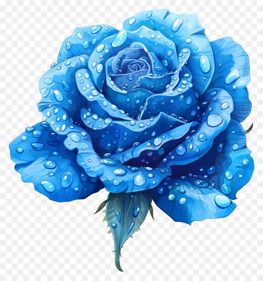 Rose Bleue，Des Gouttelettes D'eau PNG