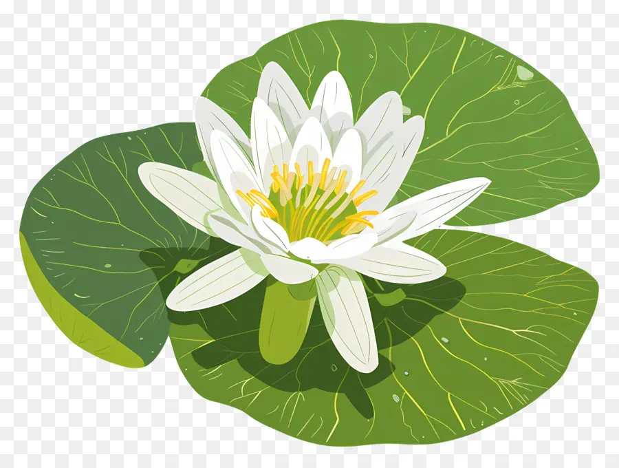 Feuille De Lis D'eau，Fleur De Lotus Blanche PNG