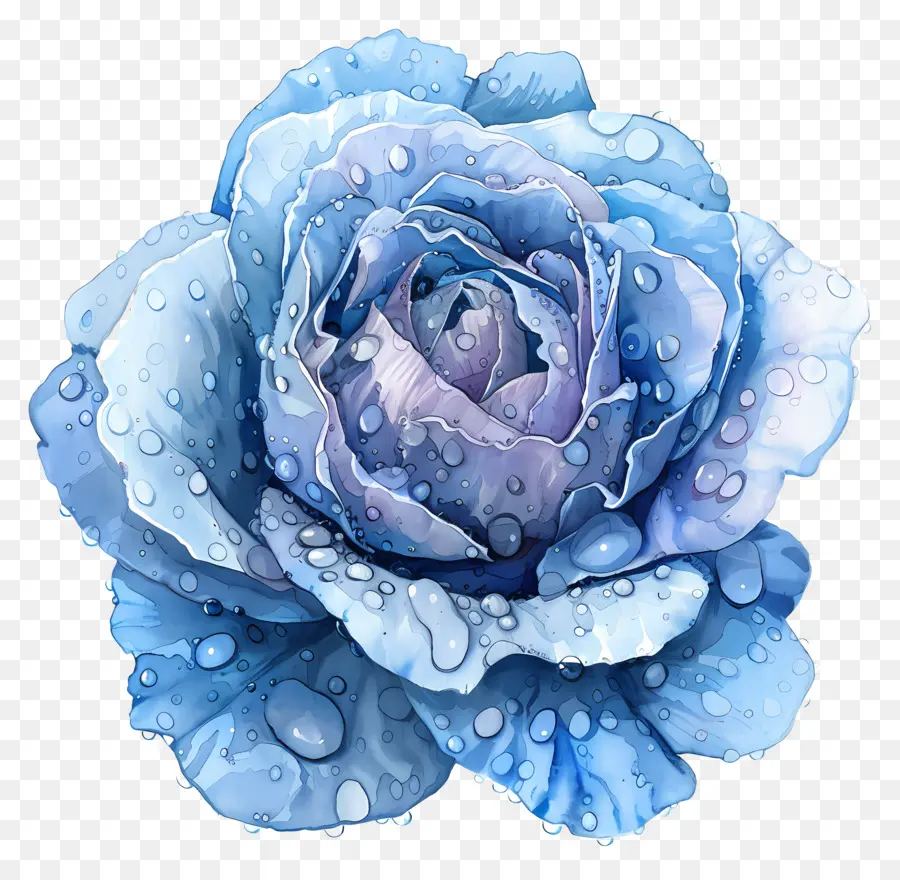 Rose Bleue，Des Gouttelettes D'eau PNG