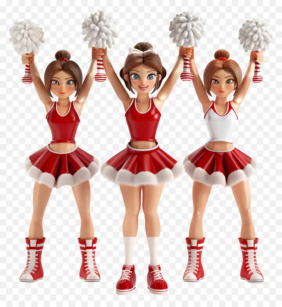 Les Pom Pom Girls，Uniformes Rouges Et Blancs PNG