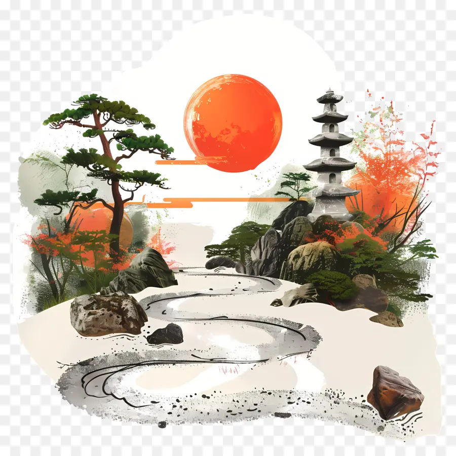 Jardin Zen，Des Paysages Japonais PNG