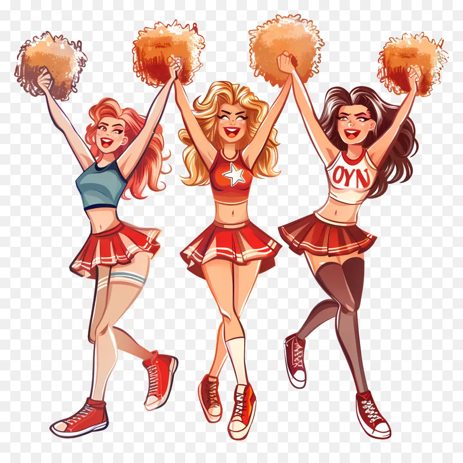 Les Pom Pom Girls，Uniformes Rouges Et Blancs PNG