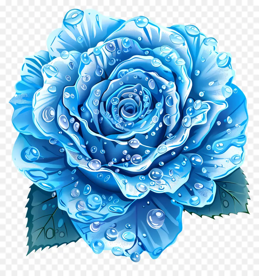 Rose Bleue，Des Gouttelettes D'eau PNG