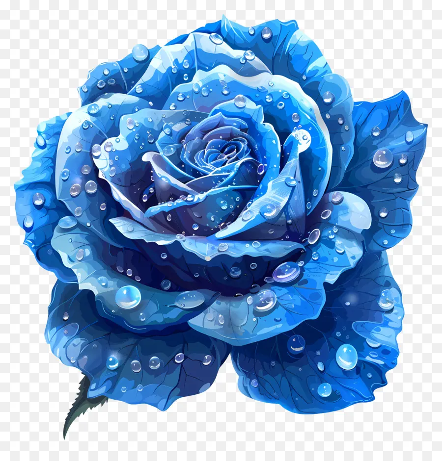 Rose Bleue，Des Gouttelettes D'eau PNG