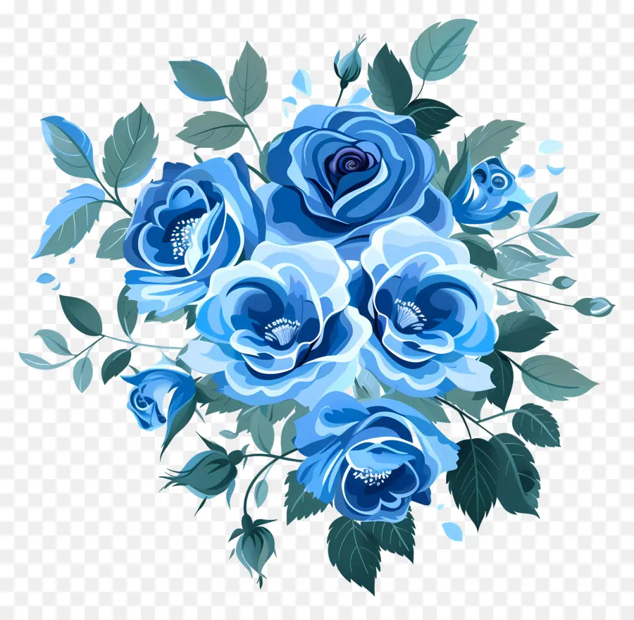 Bouquet De Roses，Roses Bleues PNG