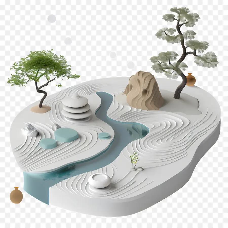 Jardin Zen，Modèle En Papier PNG