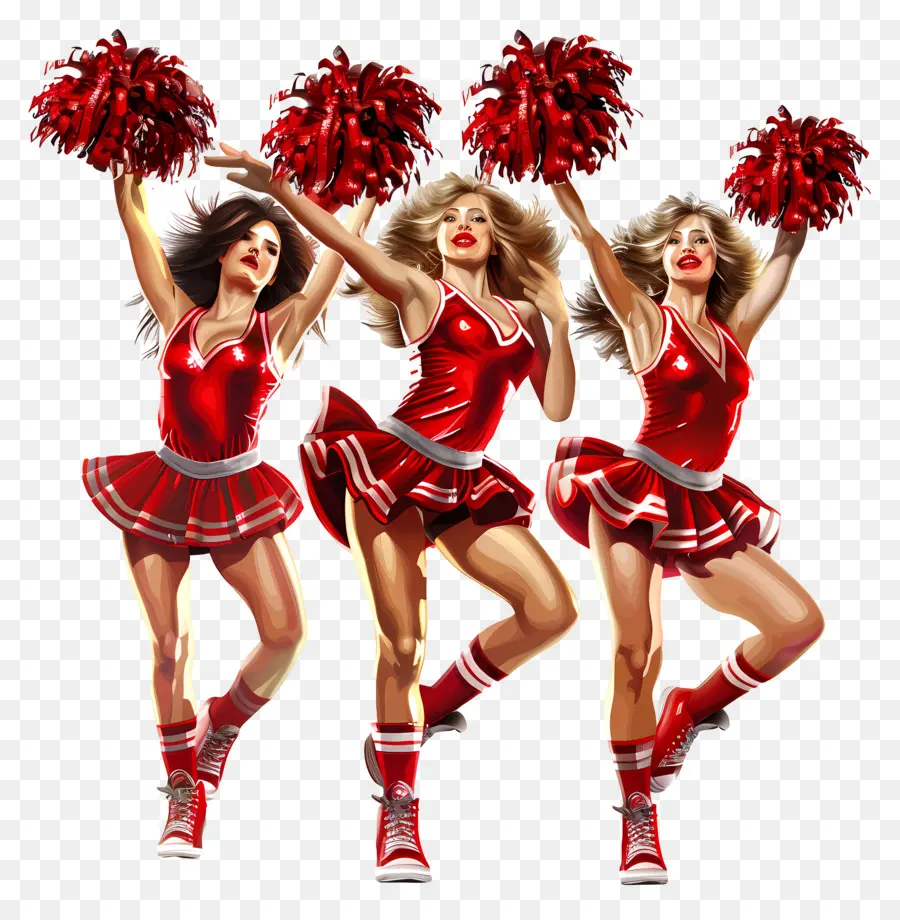 Les Pom Pom Girls，Uniformes Rouges Et Blancs PNG