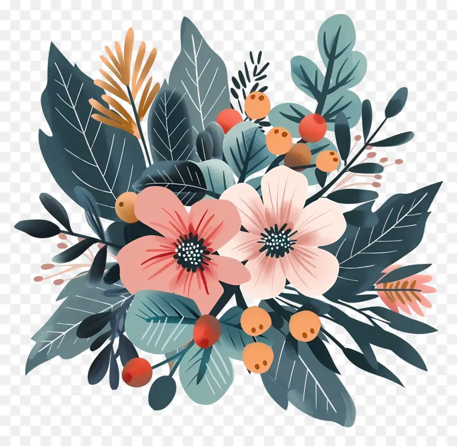 Fleurs D'hiver，Illustration Florale PNG