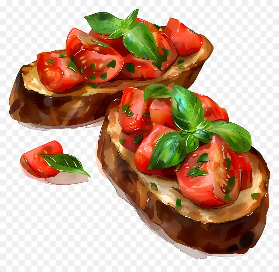 Bruschetta，Peinture à L'aquarelle PNG