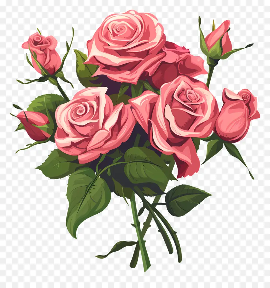 Bouquet De Roses，Les Roses Roses PNG