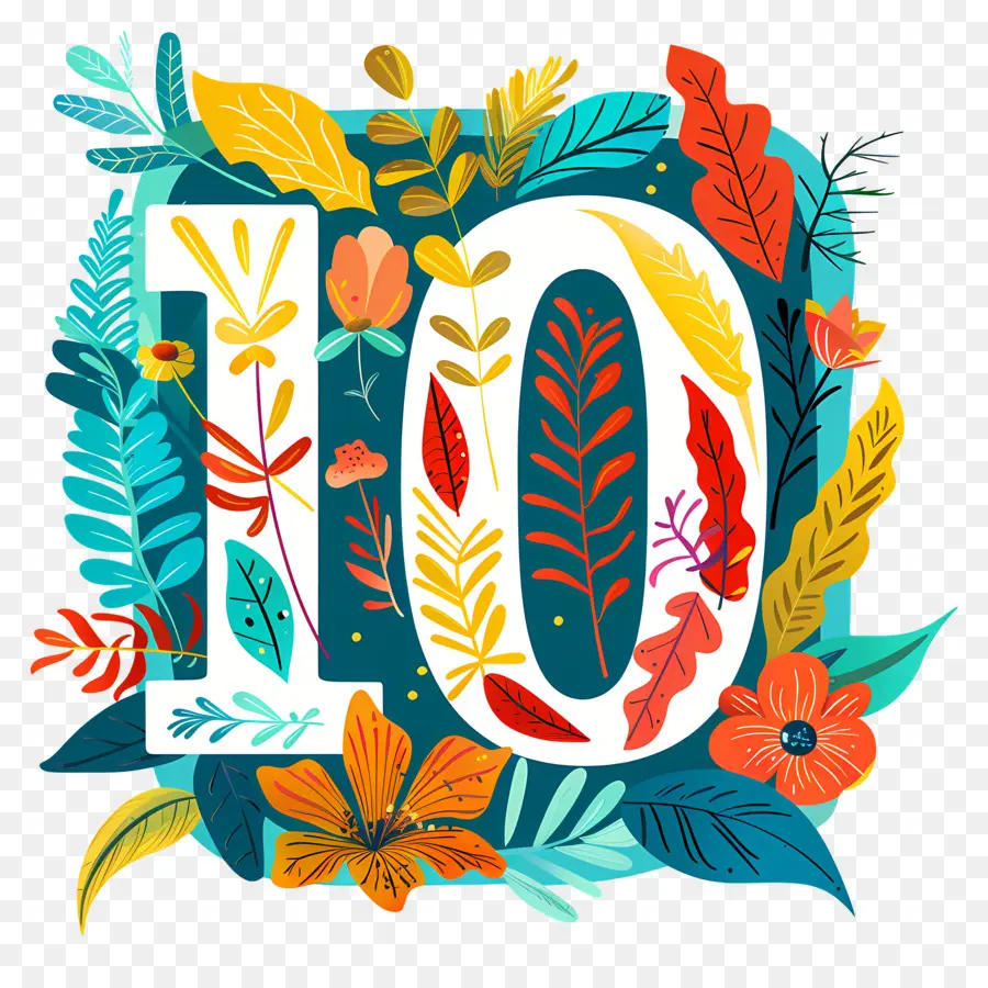 Numéro 10，Floral Frontière PNG