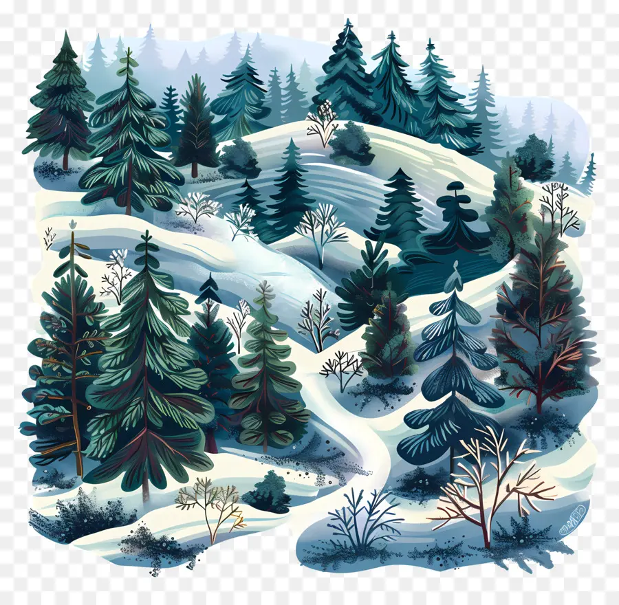 Paysages De Colline，Paysage D'hiver PNG