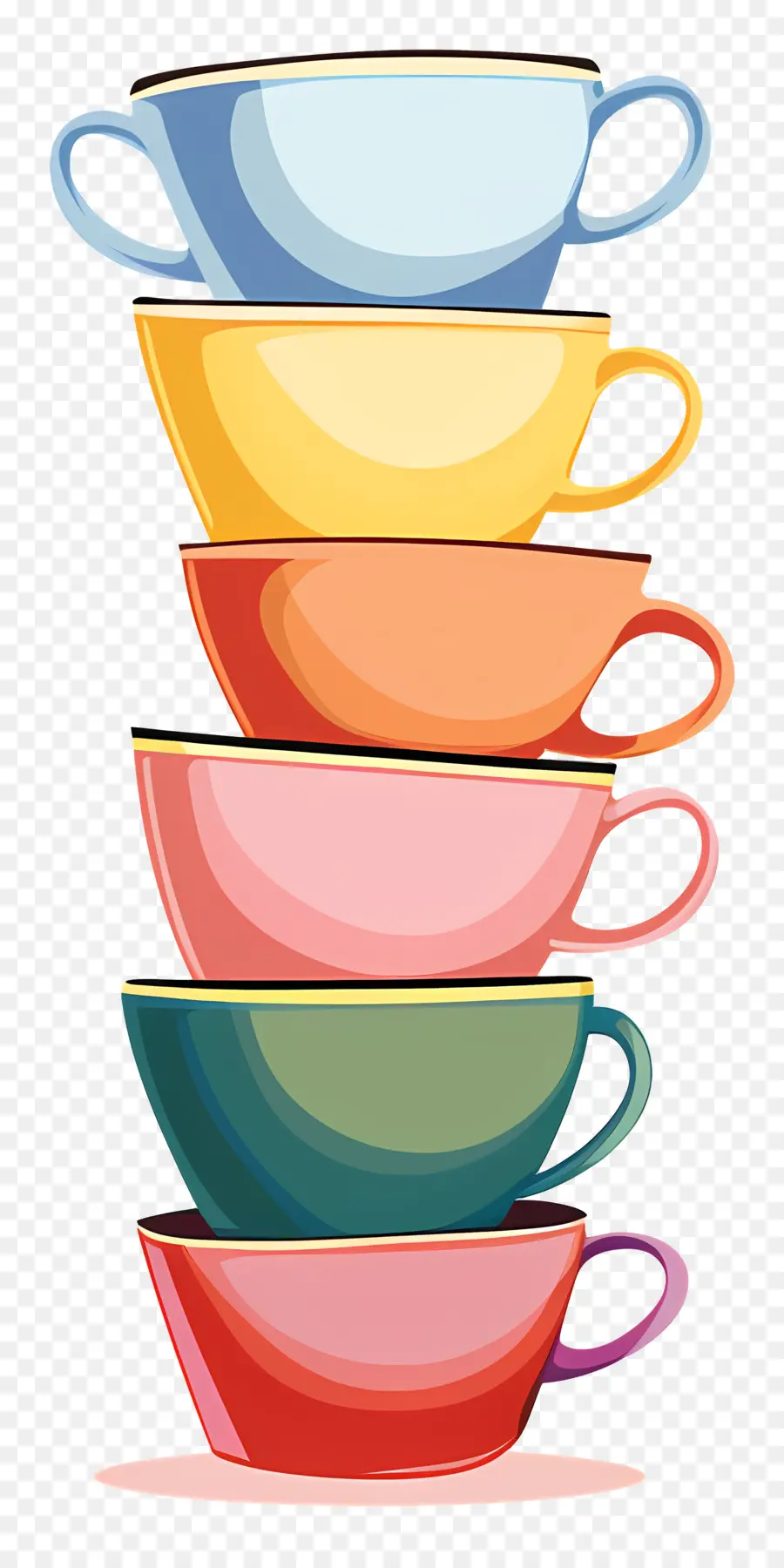 Pile De Tasses，Coloré Tasses PNG