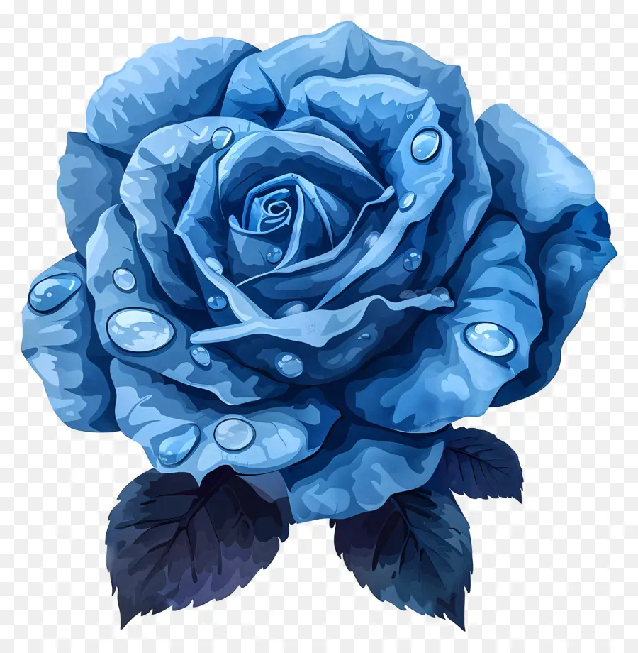 Rose Bleue，Des Gouttelettes D'eau PNG