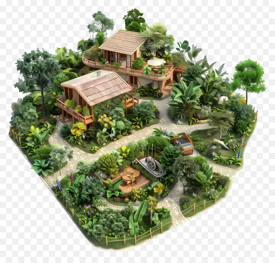 Jardin De Permaculture，Maison Avec Véranda PNG