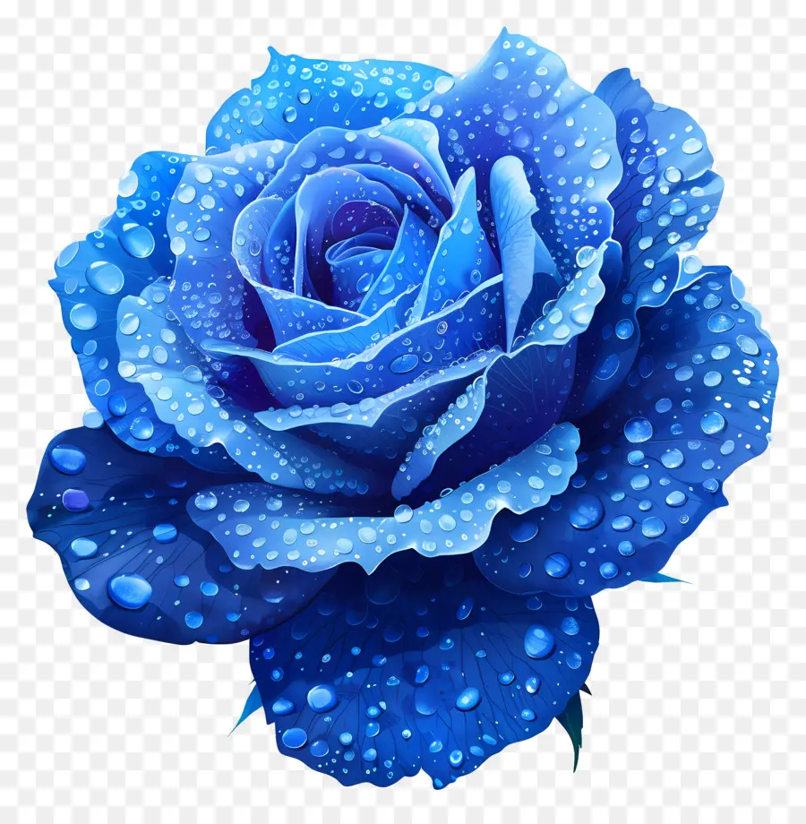 Rose Bleue，Des Gouttelettes D'eau PNG