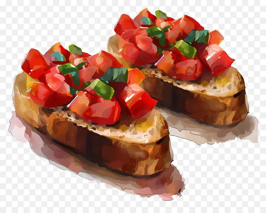 Bruschetta，Peinture à L'aquarelle PNG