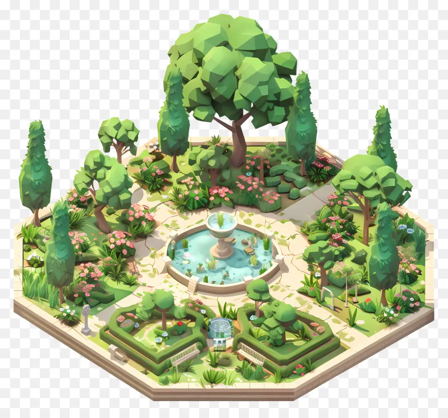Jardin à L'anglaise，Fontaine De Jardin PNG