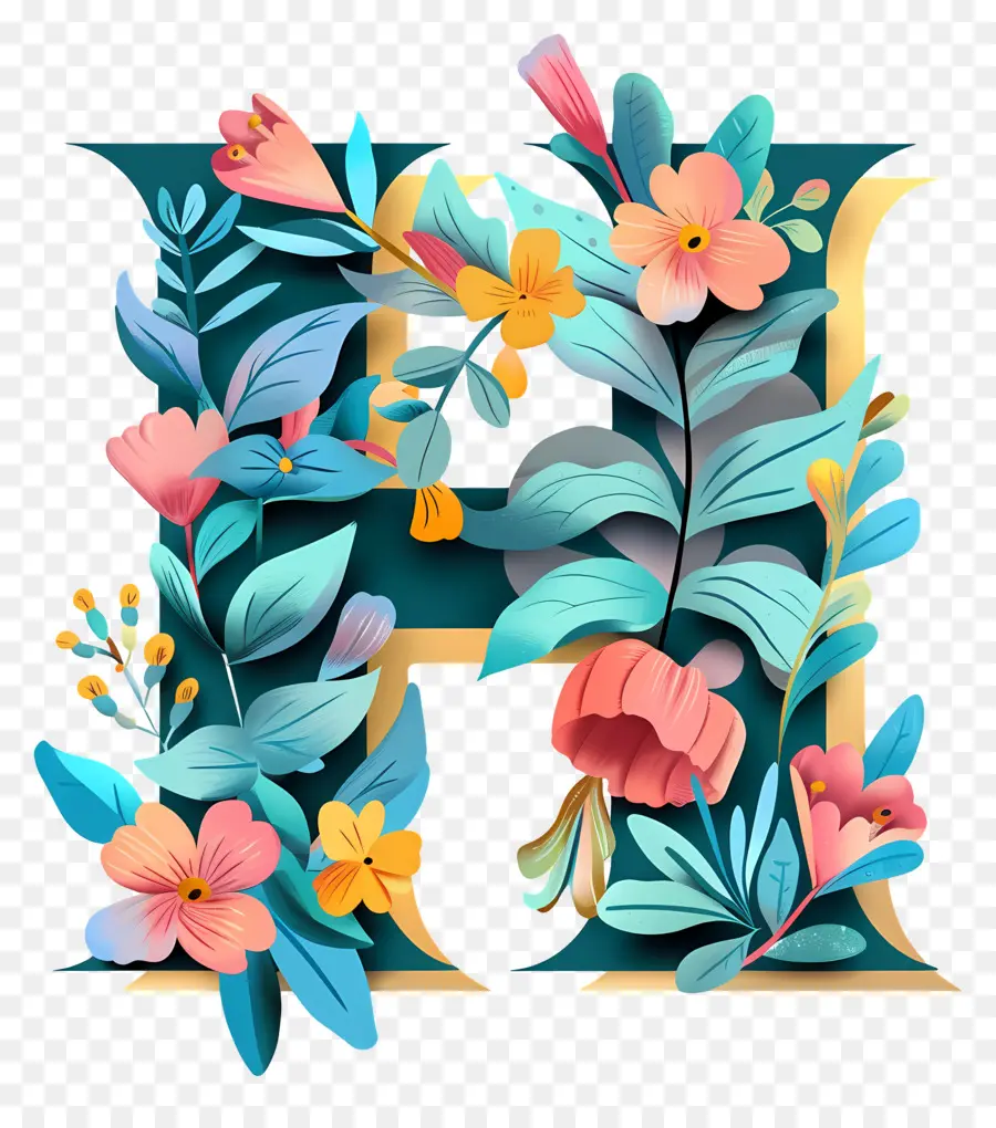 Lettre H，Arrangement De Fleurs PNG