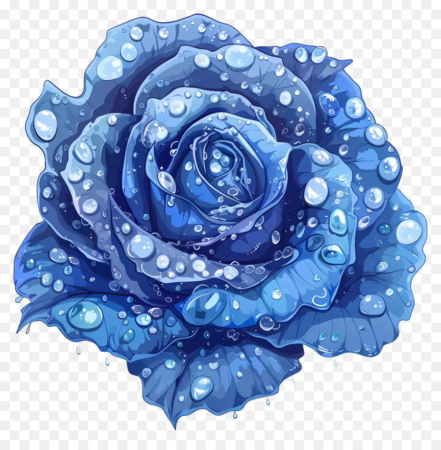 Rose Bleue，Des Gouttelettes D'eau PNG