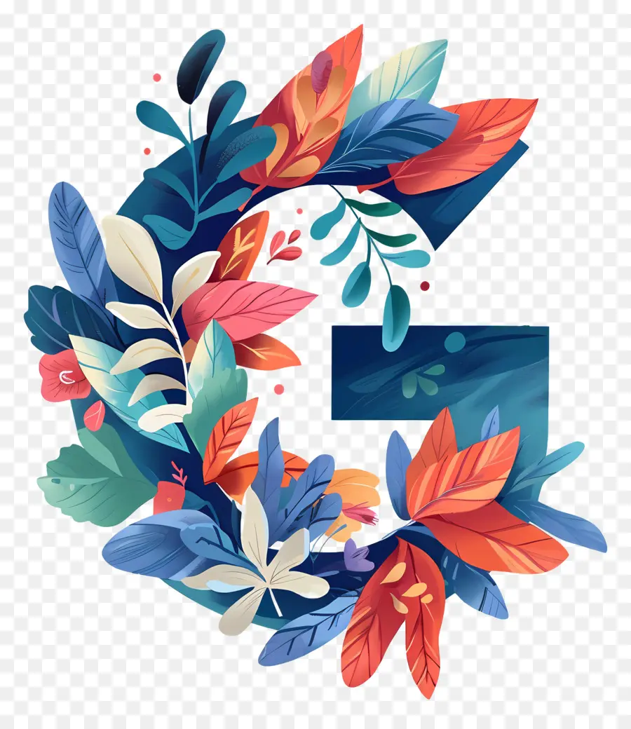 La Lettre G，Design Floral PNG