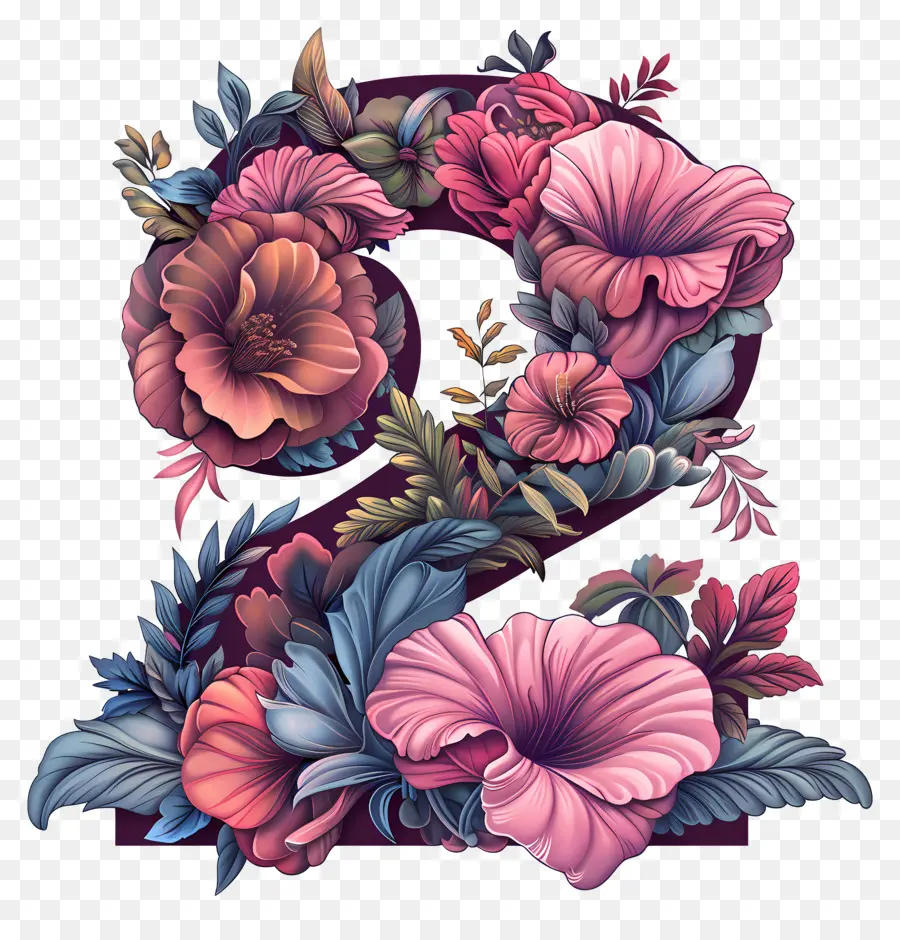 Numéro 2，Design Floral PNG