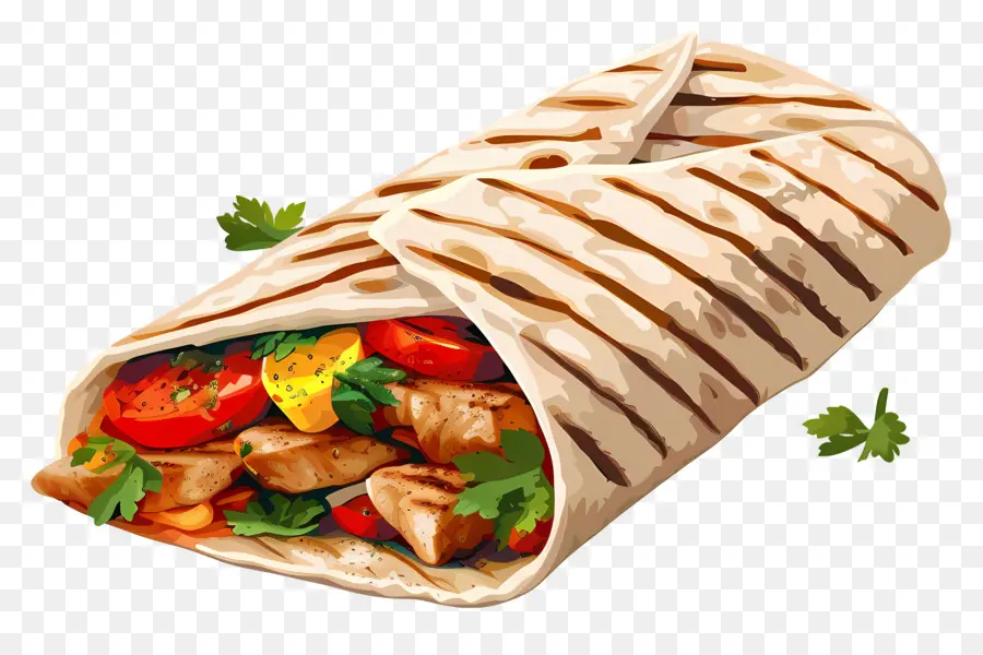 Enveloppe Grillée，Wrap Au Poulet PNG