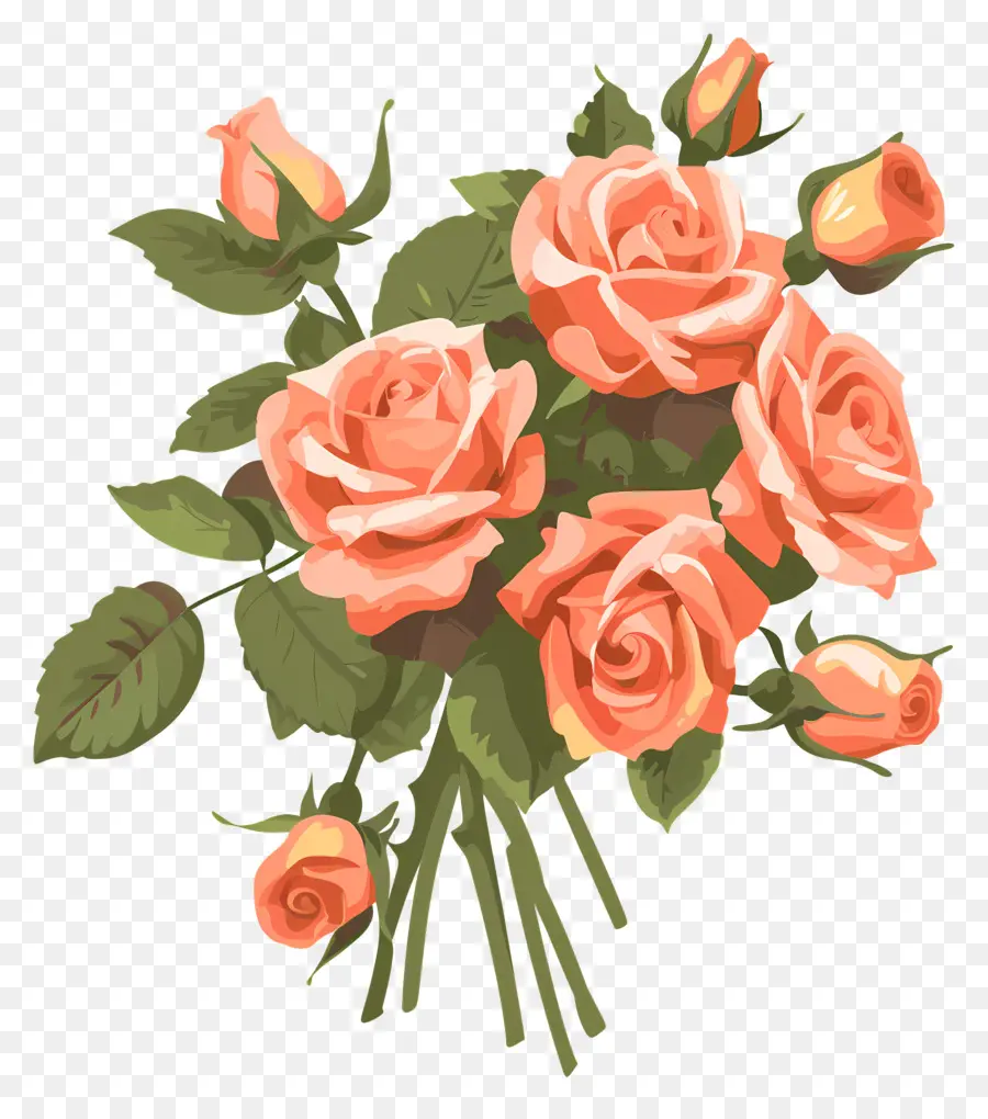 Bouquet De Roses，Les Roses Roses PNG