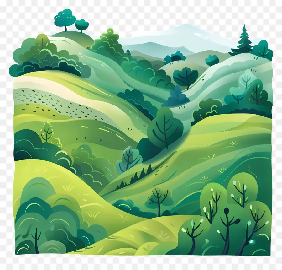 Paysages De Colline，Le Vert Des Collines PNG