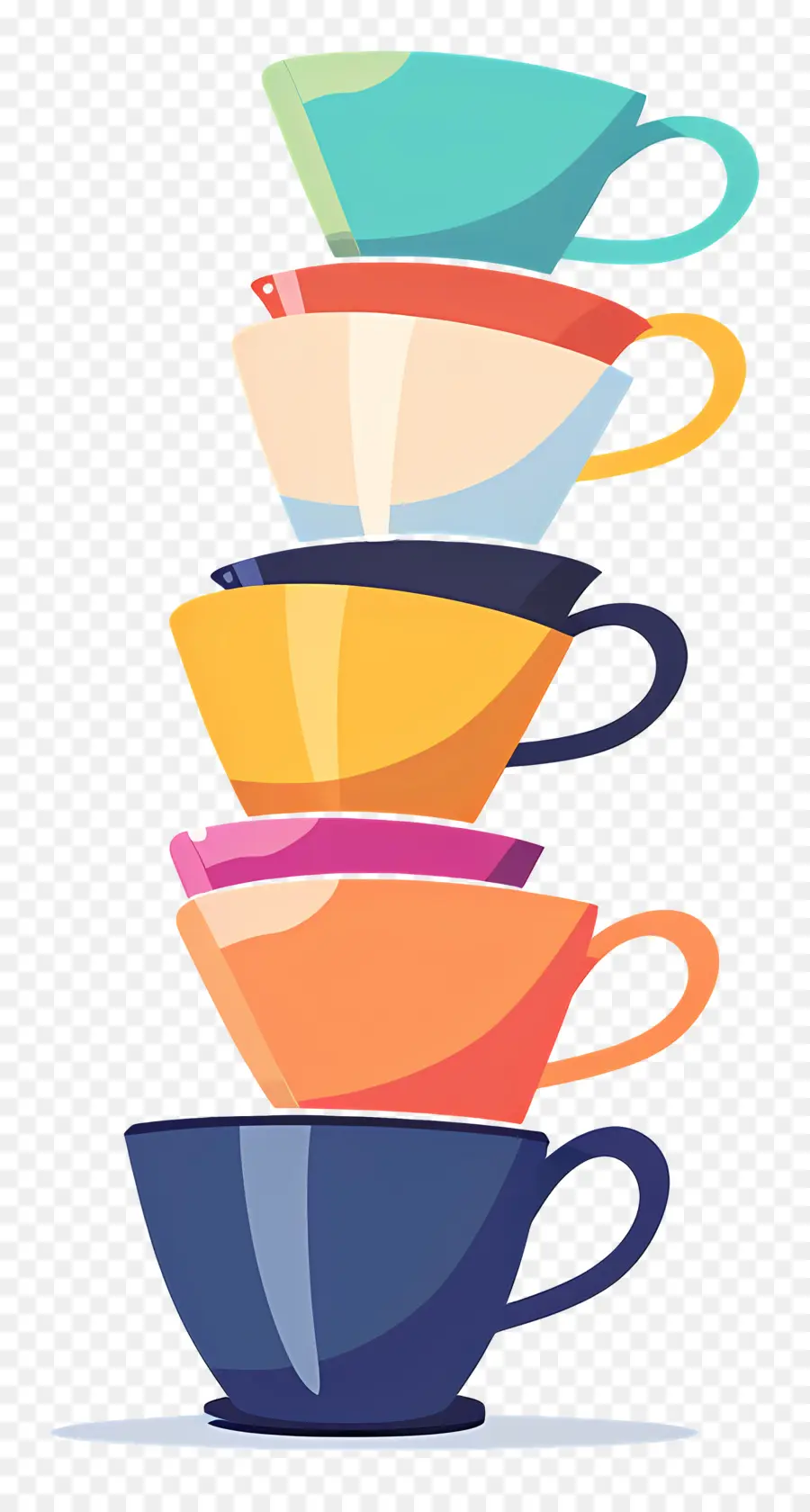 Pile De Tasses，Coloré Tasses PNG