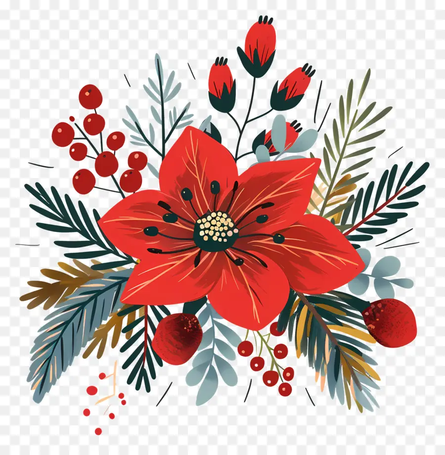 Fleurs D'hiver，Fleur Rouge PNG