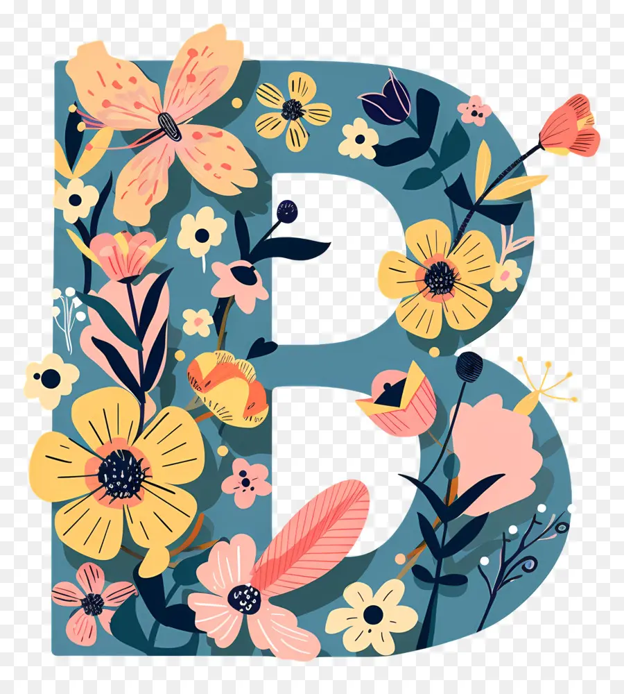 Lettre B，Floral B PNG