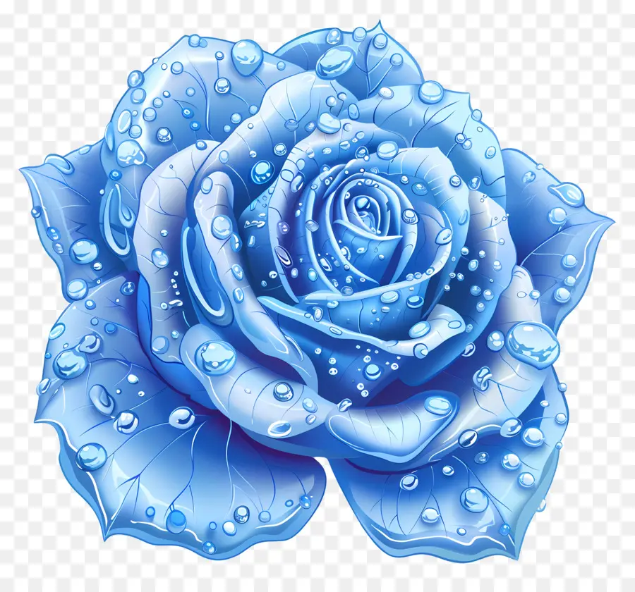 Rose Bleue，Des Gouttelettes D'eau PNG