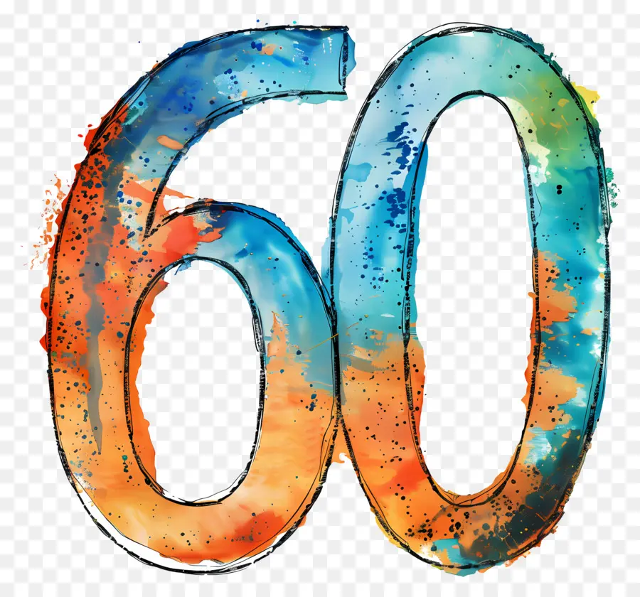 Numéro 60，Peinture à L'aquarelle PNG