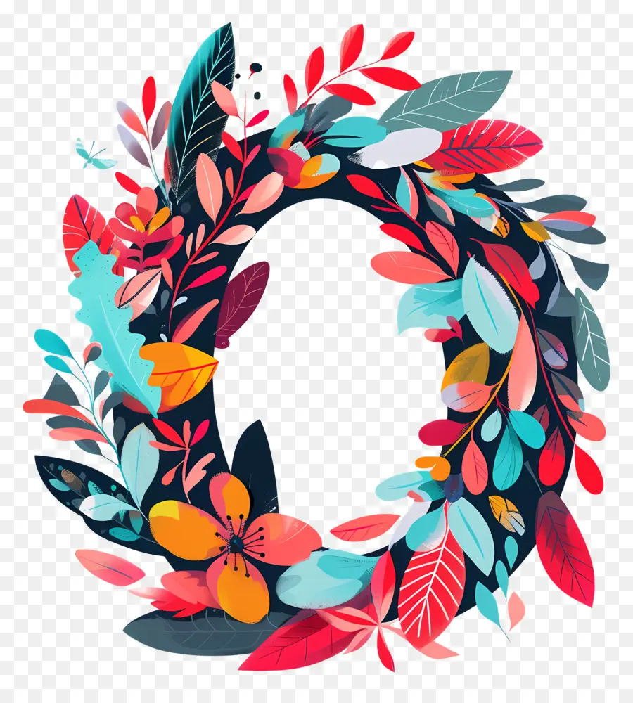 Lettre O，Couronne De Fleurs PNG