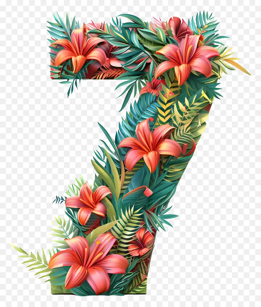 Numéro 7，Design Floral PNG