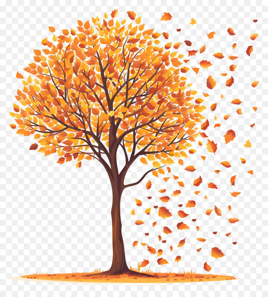 Automne, Arbre，La Chute Des Feuilles PNG