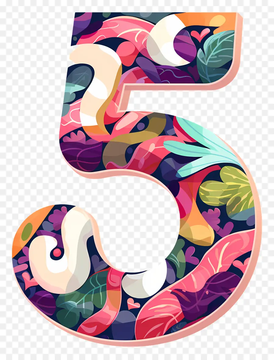 Numéro 5，Formes Colorées PNG